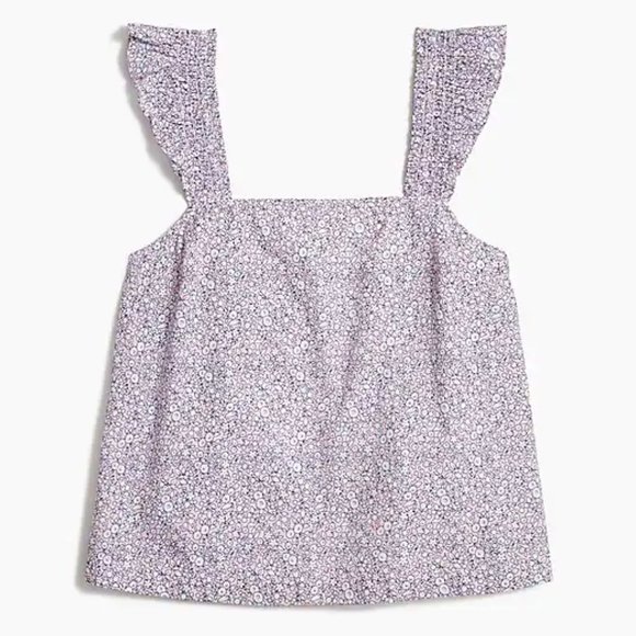 J. Crew Factory Tops - J Crew Smocked ruffle-shoulder tank top Size Medium